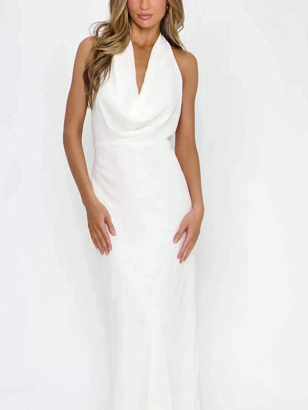 Mumu Simone Maxi Dress Halter Open Back in White Size S Like New